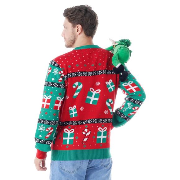 Giggling Getup Men’s XL Holiday Sweater w/ Snap-On Elf – New in Box - Picture 2 of 6